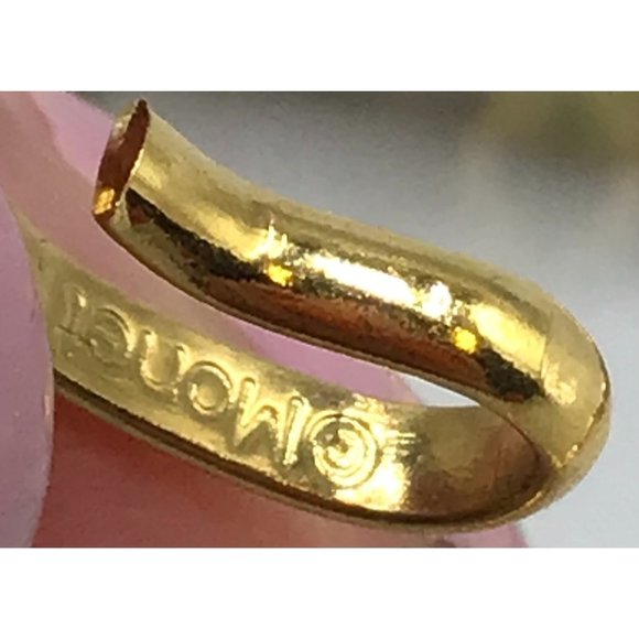 Signed MONET 1990s Gold Tone Necklace Strung On Chain Glass Bead Drop Shaped - Picture 11 of 14